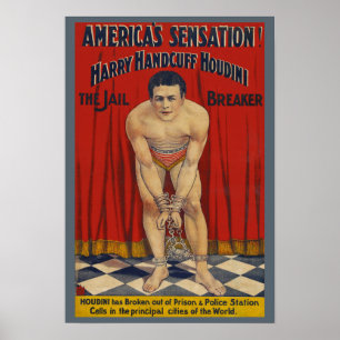 Vintage Harry Handcuff Houdini - Jail Breaker Poster