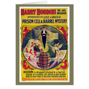 Vintage Harry Houdini-fängelset Cell & Barrel Myas Hälsningskort