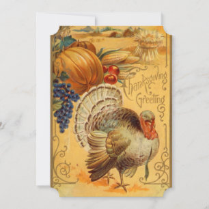 Vintage Harvest and Turkey Thanksgiving Dinner Inbjudningar