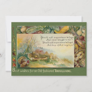 Vintage Harvest Auld Lang Syne Thanksgiving Julkort