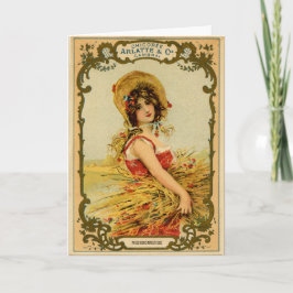 Vintage Harvest Girl Helgkort