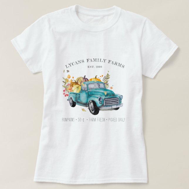 Vintage Harvest Lastbil | Jordbruksfamiljen Namn T Shirt (Design framsida)