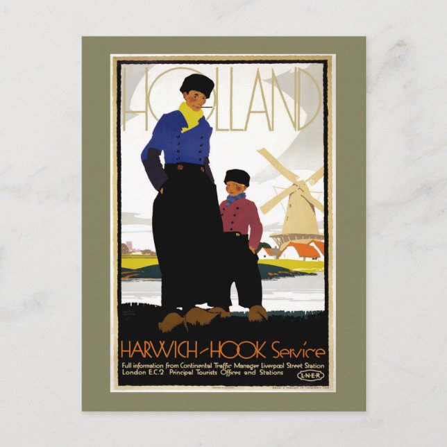 Vintage Harwich-Krok Travel Vykort (Framsida)