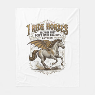 Vintage Häst Drak Fantasy Ryttare T-Shirt Design_1 Fleecefilt