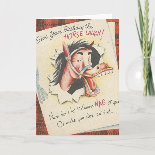Vintage "Häst" födelsedag Kort (Framsida)