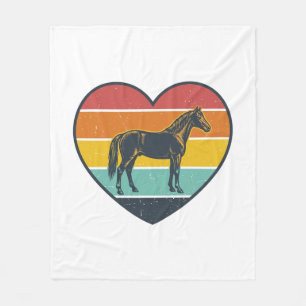 Vintage Häst Hjärtat Solnedgång Vektor Design_1 Fleecefilt