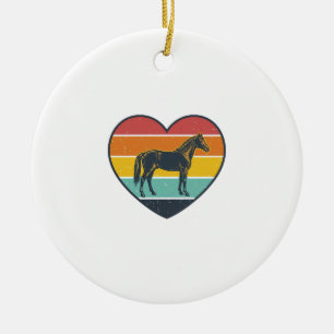 Vintage Häst Hjärtat Solnedgång Vektor Design_1 Julgransprydnad Keramik