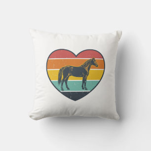 Vintage Häst Hjärtat Solnedgång Vektor Design_1 Kudde