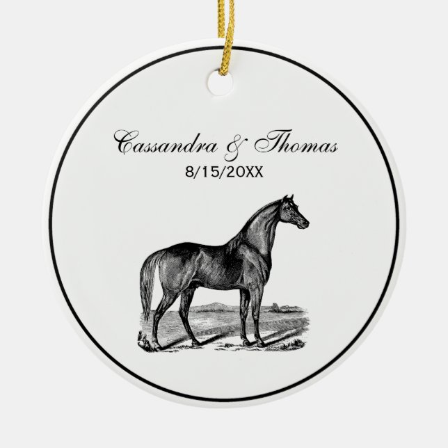 Vintage Häst Stående Julgransprydnad Keramik (Framsidan)