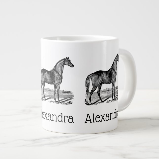 Vintage Häst Stående Jumbo Mugg (Framsida höger)