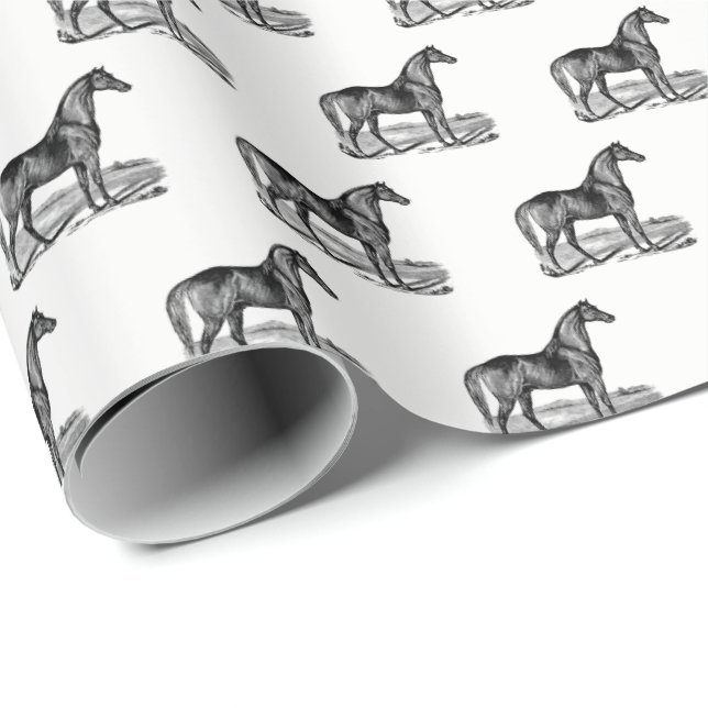 Vintage Häst Stående Presentpapper (Rullad Hörn)