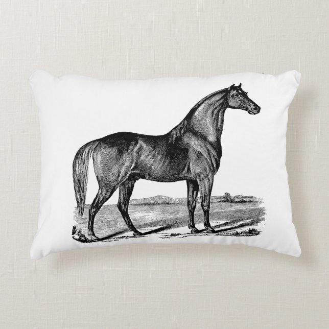 Vintage Häst Stående Prydnadskudde (Framsidan)