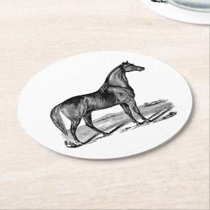 Vintage Häst Stående Underlägg Papper Rund