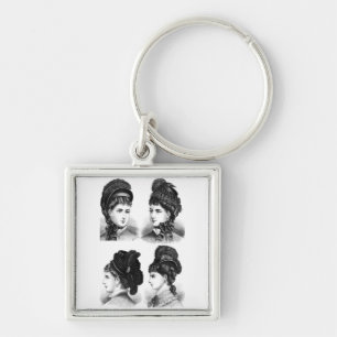 Vintage Hats Fyrkantig Silverfärgad Nyckelring
