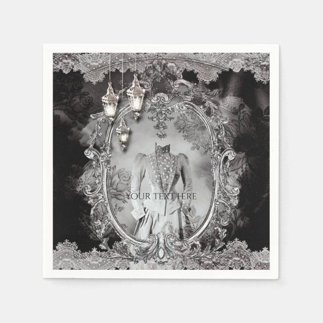 Vintage Haunted Dam Halloween Costume Party Pappersservett (Framsidan)