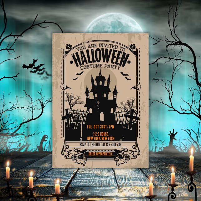 Vintage Haunted House Halloween fest Inbjudningar (vintage Haunted house halloween party invitation.
Haunted mansion invites you to spooky booze party.)