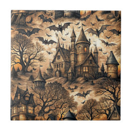 Vintage Haunted House Kakelplatta