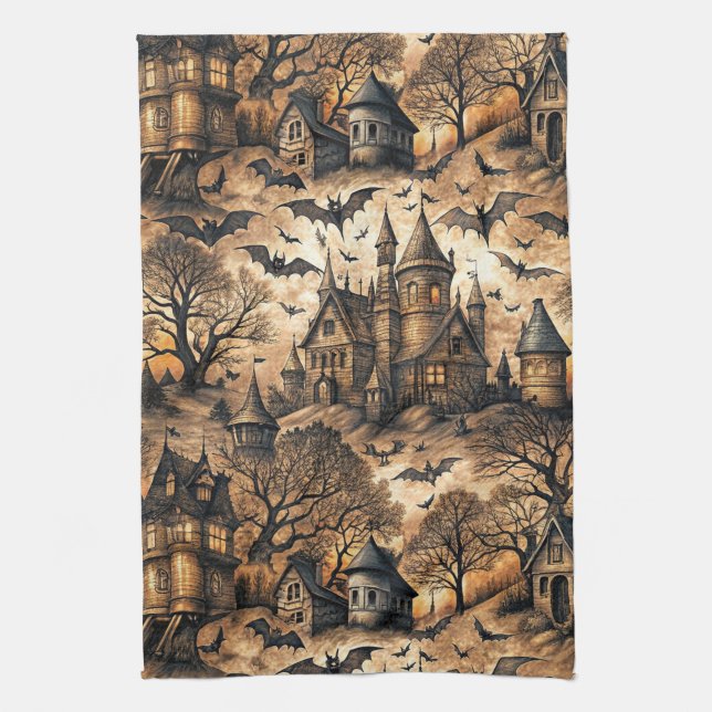 Vintage Haunted House Kökshandduk (Vertikal)