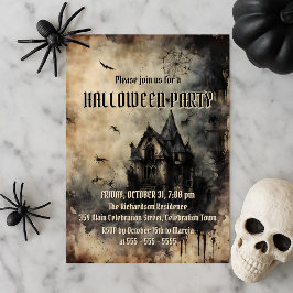 Vintage Haunted Mansion Halloween fest Inbjudningar