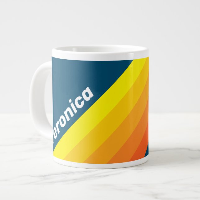 Vintage Hav Sol Ränder med Namn Jumbo Mugg (Framsida vänster)