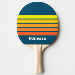 Vintage Hav Sol Tvärs Streckning med Namn Pingisracket