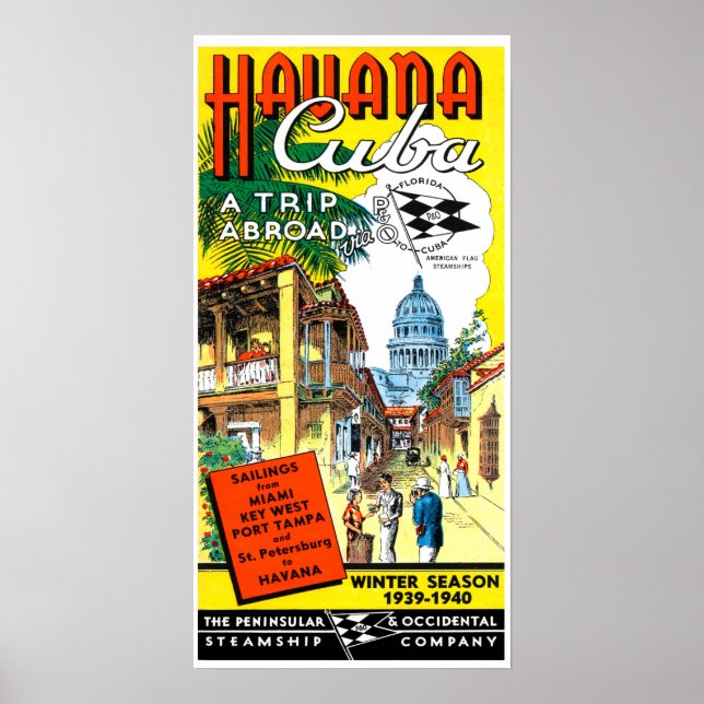 Vintage Havana Cuba Travel Poster (Framsidan)