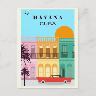 Vintage Havanna Kuba Färgglad Resa Vykort