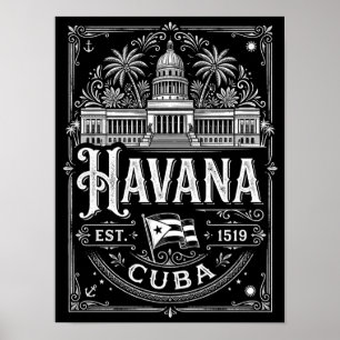Vintage Havanna Kuba Kubansk Resa Kulturarv Poster