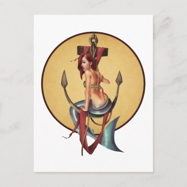 Vintage Havfrue Vykort (Framsida)