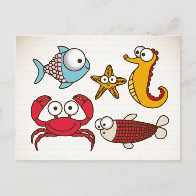 Vintage Havsdjur Postkort Vykort (Framsida)