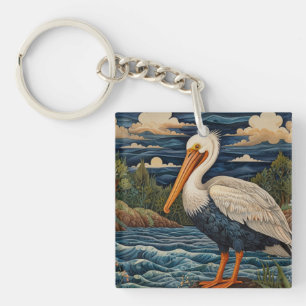Vintage, havsfågel fiskmås pelican