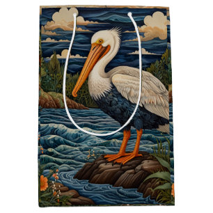 Vintage, havsfågel fiskmås pelican