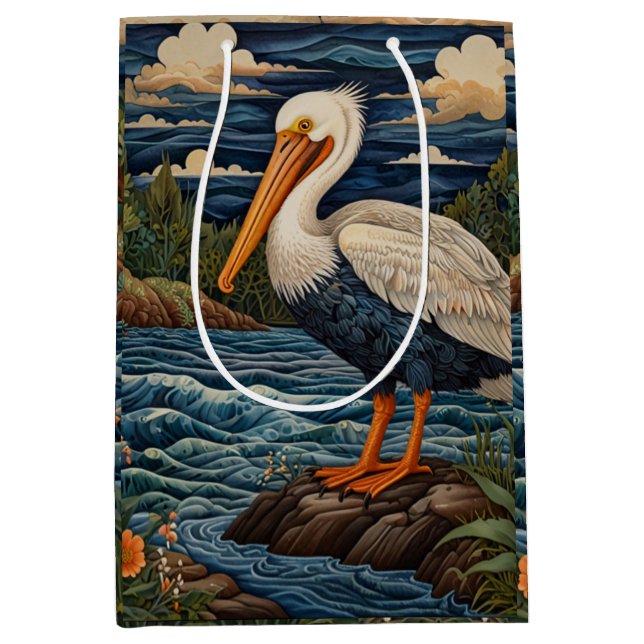 Vintage, havsfågel fiskmås pelican (Framsidan)