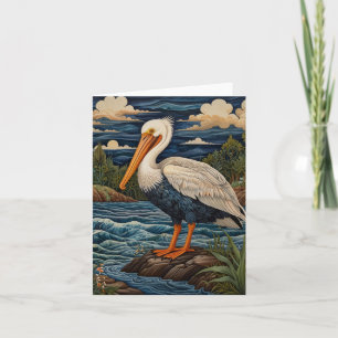 Vintage, havsfågel fiskmås pelican inbjudan