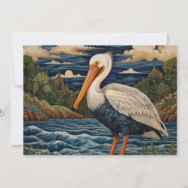 Vintage, havsfågel fiskmås pelican inbjudningar (Framsida)