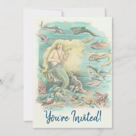 Vintage Havsfröur Under Havet Fest Inbjudningar