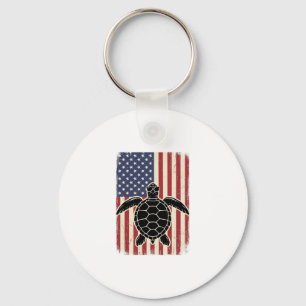 Vintage Havssköldpadda Amerikansk Flagga Patriotis Nyckelring