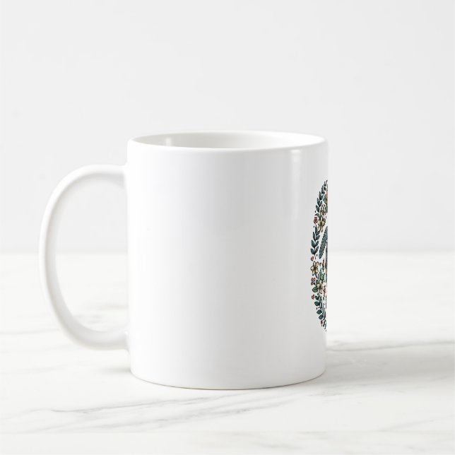 Vintage Havssköldpadda Blommig Vektordesign_1 Kaffemugg (Vänster)
