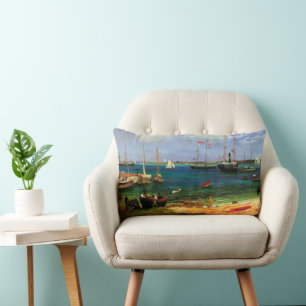 Vintage havsutsikt, Nassau hamn av Bierstadt Lumbarkudde