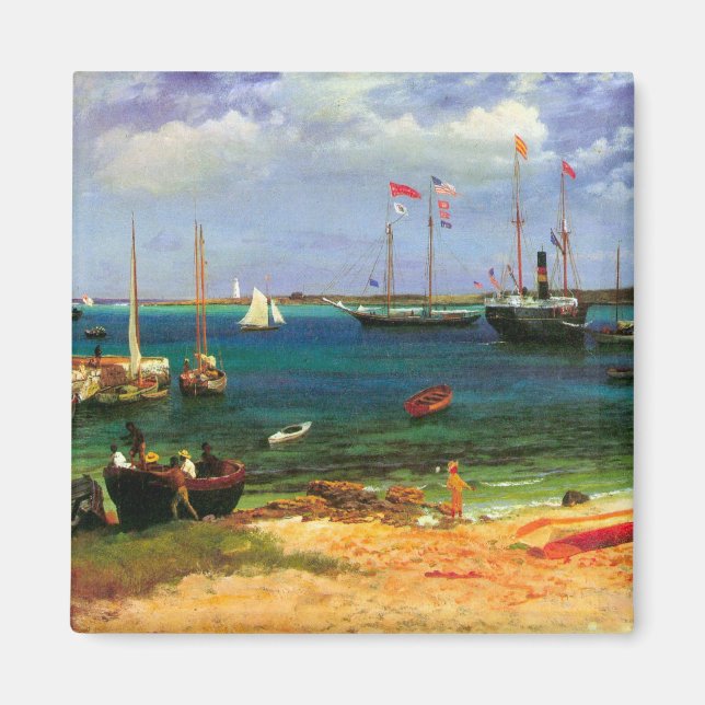 Vintage havsutsikt, Nassau Harbor av Bierstadt Magnet (Framsidan)