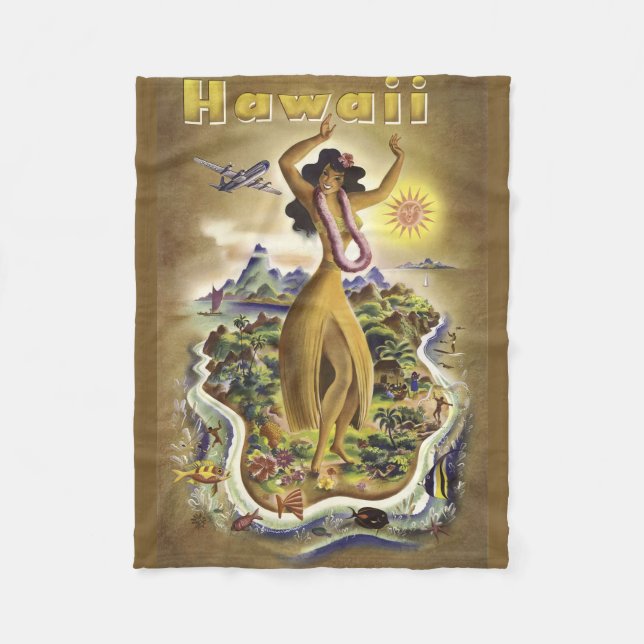 Vintage Hawaii 2 Fleecefilt (Framsidan)