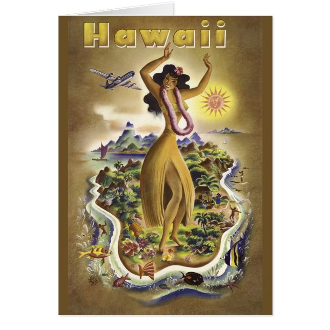 Vintage Hawaii 2 Hälsningskort (Framsidan)