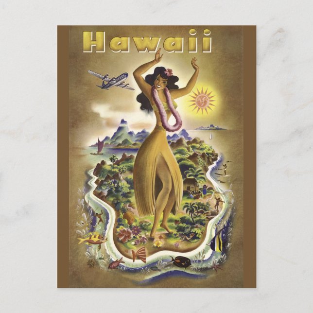 Vintage Hawaii 2 Vykort (Framsida)