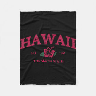 Vintage hawaii aloha state hibiscus flower summer fleecefilt