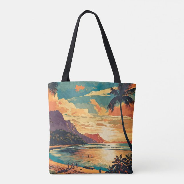 Vintage Hawaii Beach Tygkasse (Baksida)