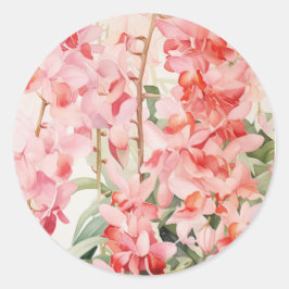 Vintage Hawaii Blommigt Cascading Orchids Runt Klistermärke