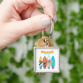 Vintage Hawaii Est. 1959 Retro Surfbrädor Fyrkantig Silverfärgad Nyckelring