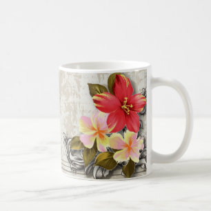 vintage Hawaii hibiscus blommigt tropiska bröllop Kaffemugg