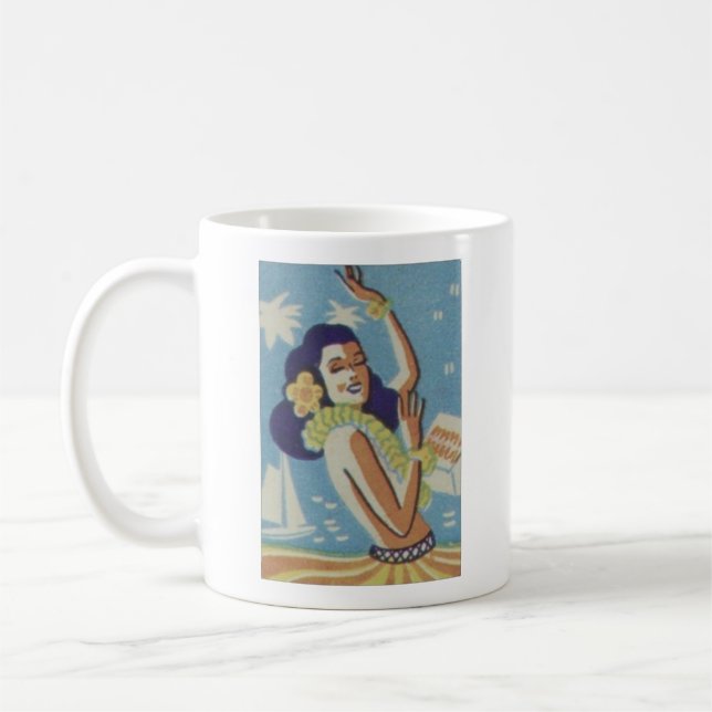Vintage Hawaii Hula Girl Kaffemugg (Vänster)
