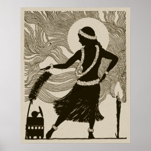 Vintage Hawaii Hula Girl Poster